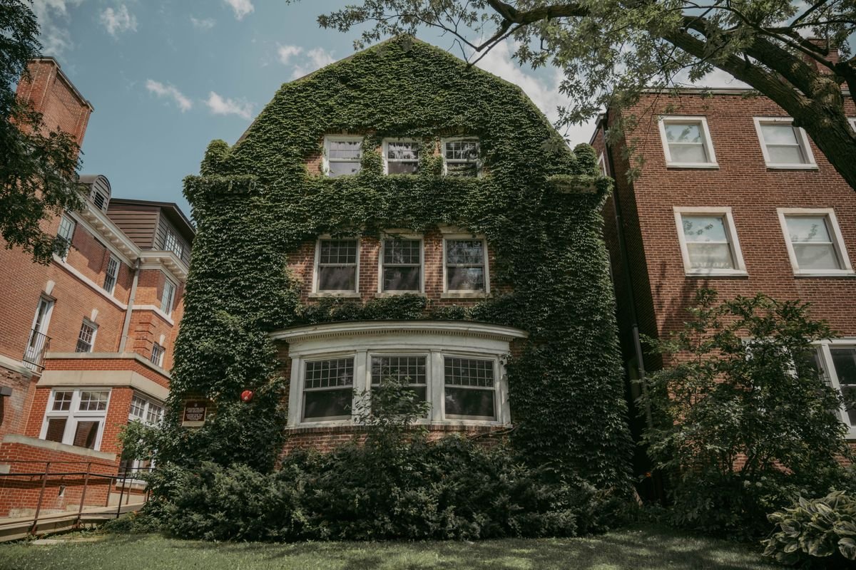 Window washing in Chicago: a residential home with bay windows and street-facing glass